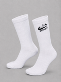 White socks with Batman embroidery