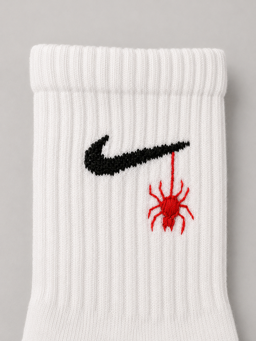 Red Spider Embroidered Socks